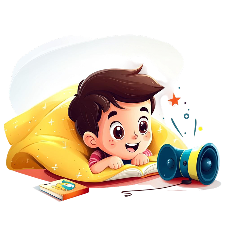 Child reading a beautifully illustrated storybook